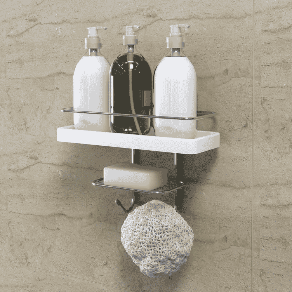 Suporte Shampoo e Sabonete Retangular Branco Stolf
