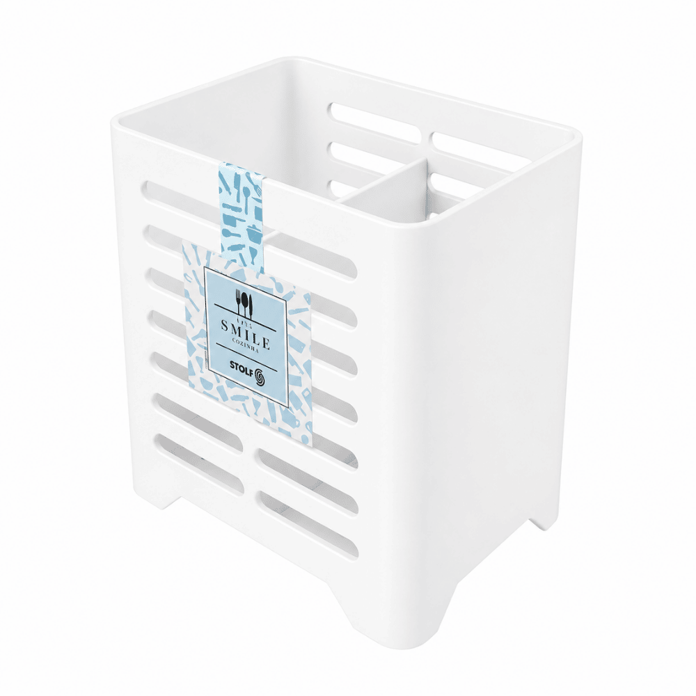 Porta Talher Plástico Smile Branco Stolf