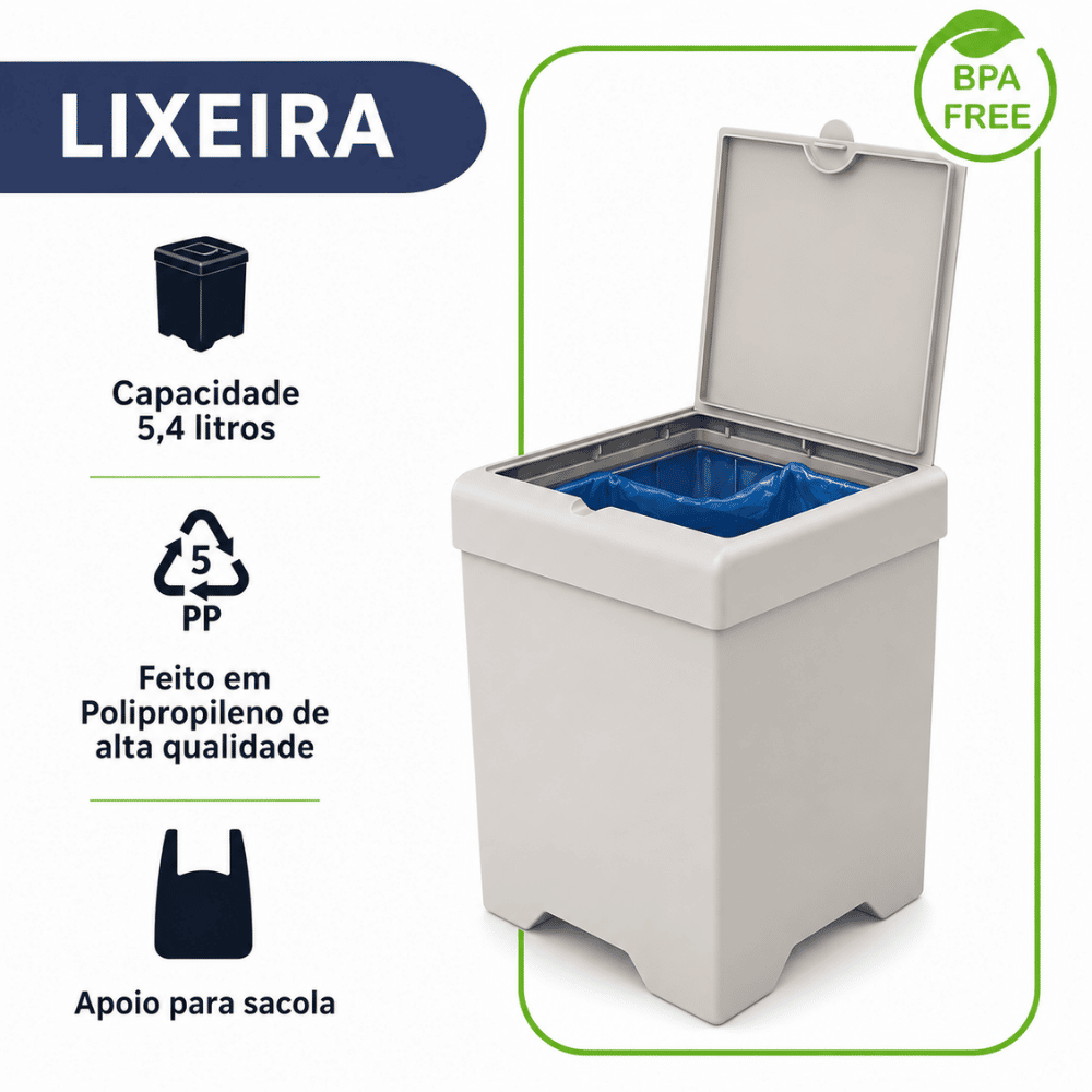 Lixeira Smile 5,4 Litros Branca Stolf