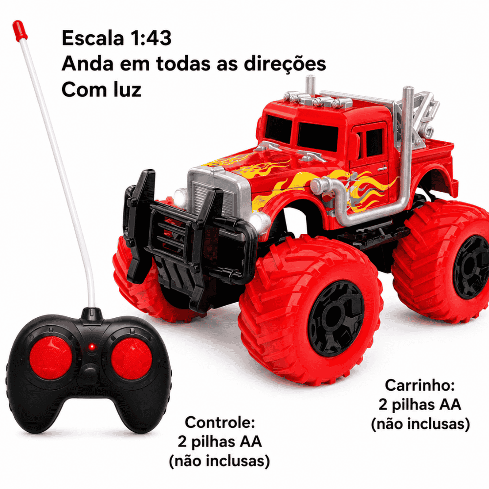 Carro Controle Remoto sem Fio com Luz Mini Truck DMBrasil