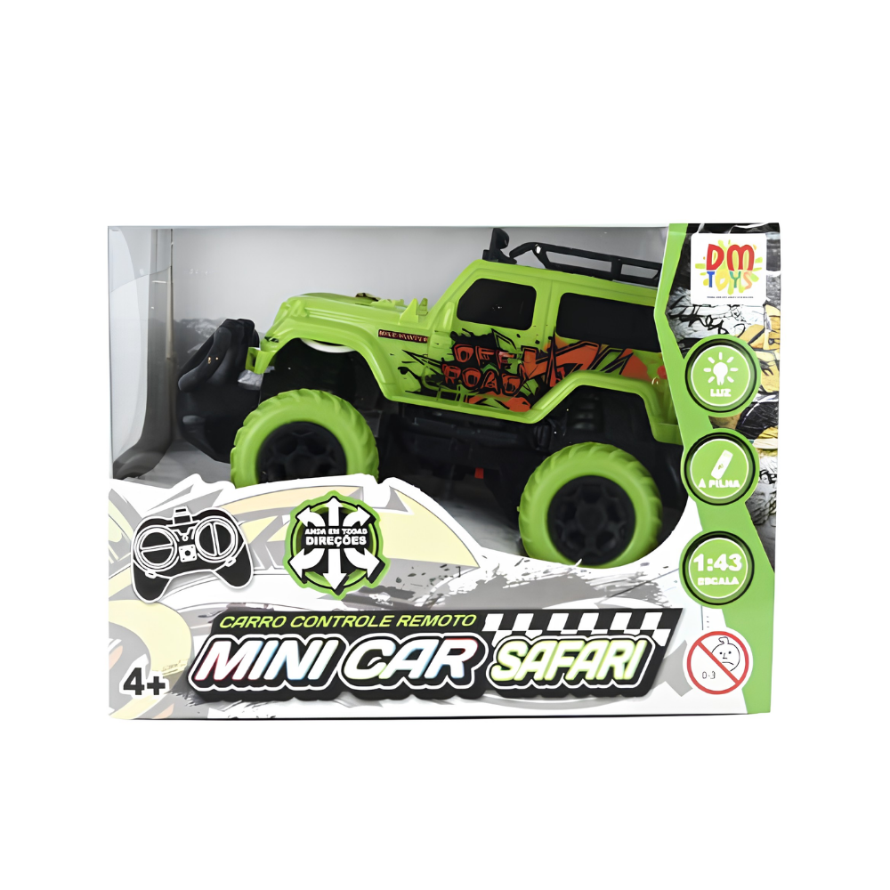 Carro Controle Remoto Sem Fio com Luz Mini Safari DMBrasil
