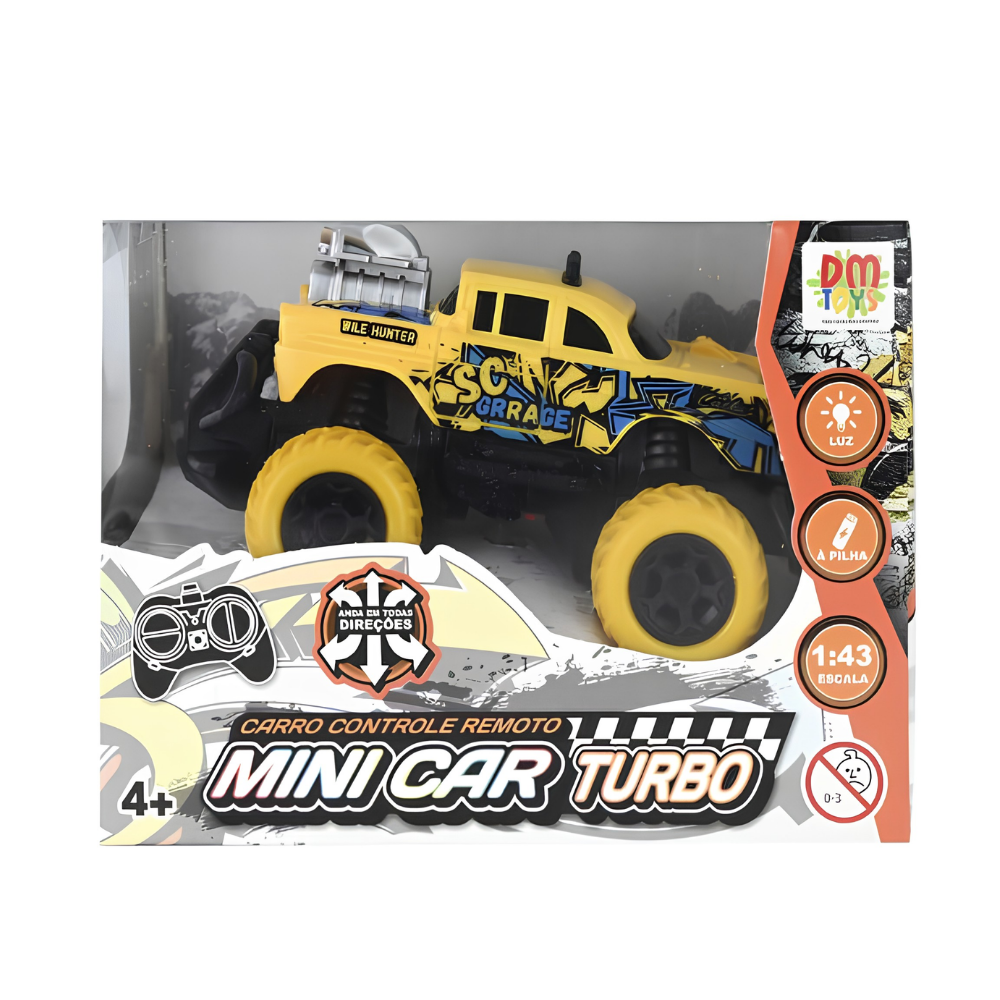 Carro Controle Remoto Sem Fio com Luz Mini Pick Up Turbo DMBrasil