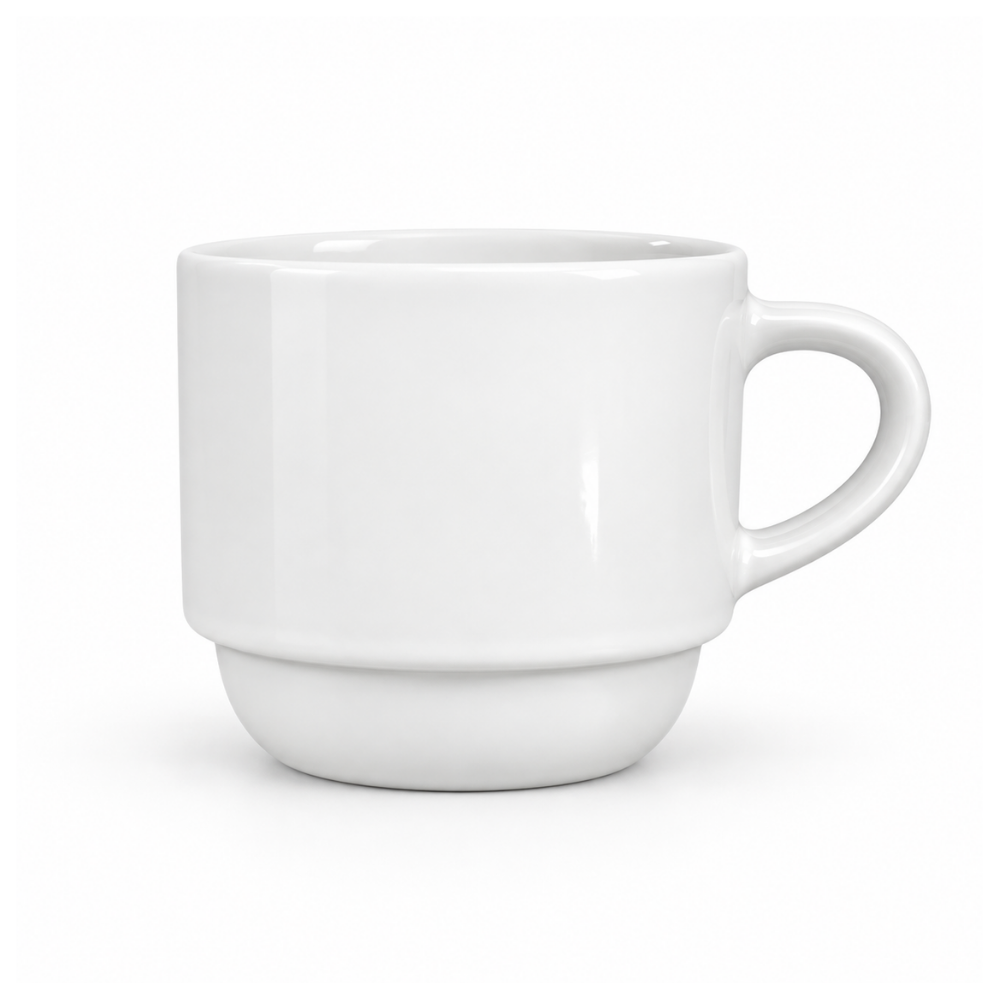 Xícara de Chá com Pires Empilhável Branca 195ml RR Porcelanas