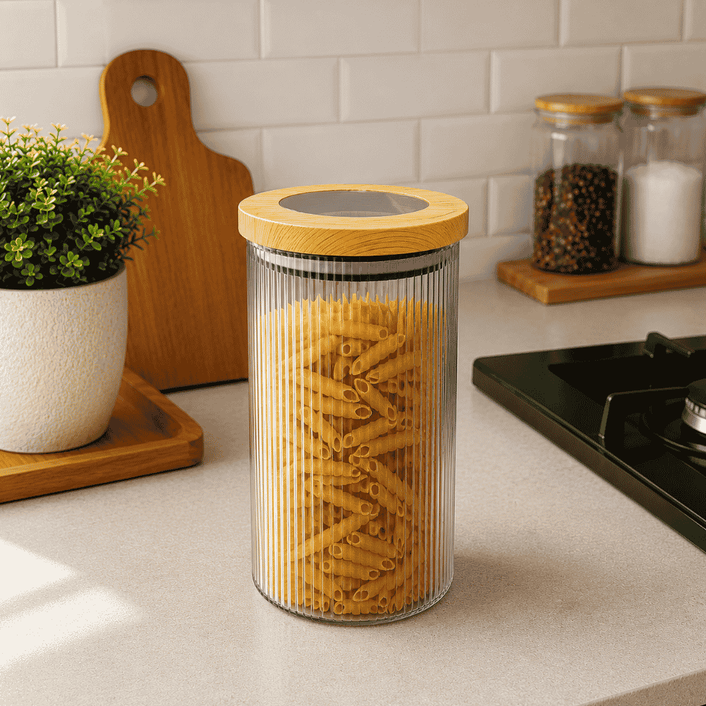 Pote Hermético em Vidro Canelado com Tampa 830ml Linx