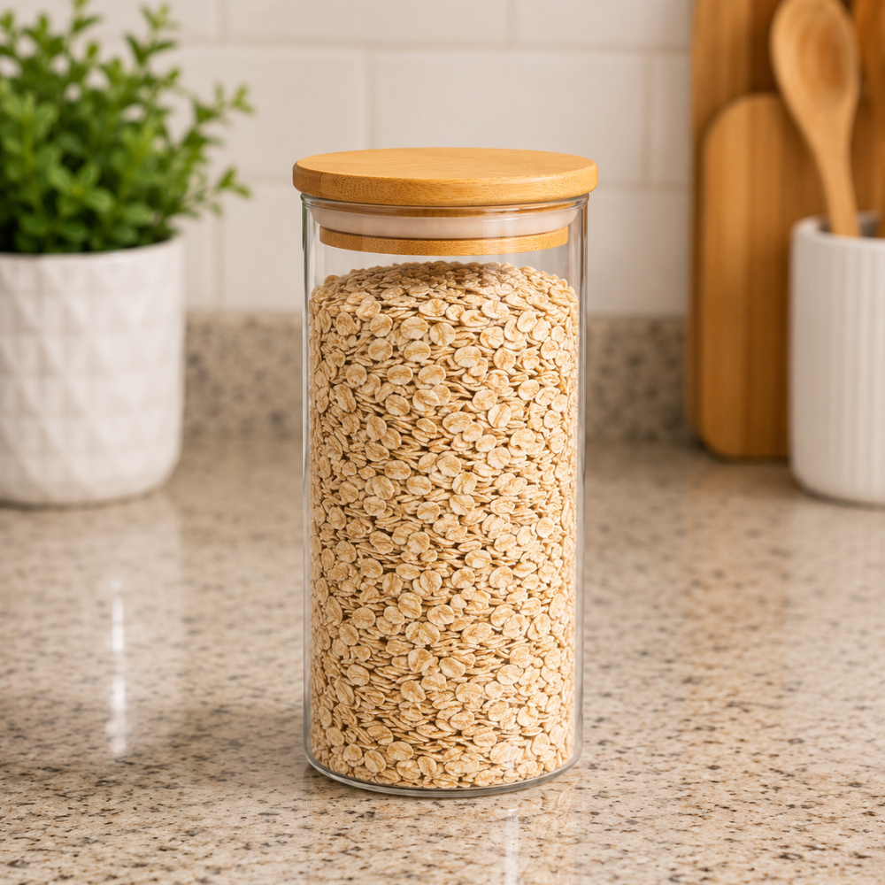 Pote Hermético em Vidro com Tampa de Bambu 400ml Linx