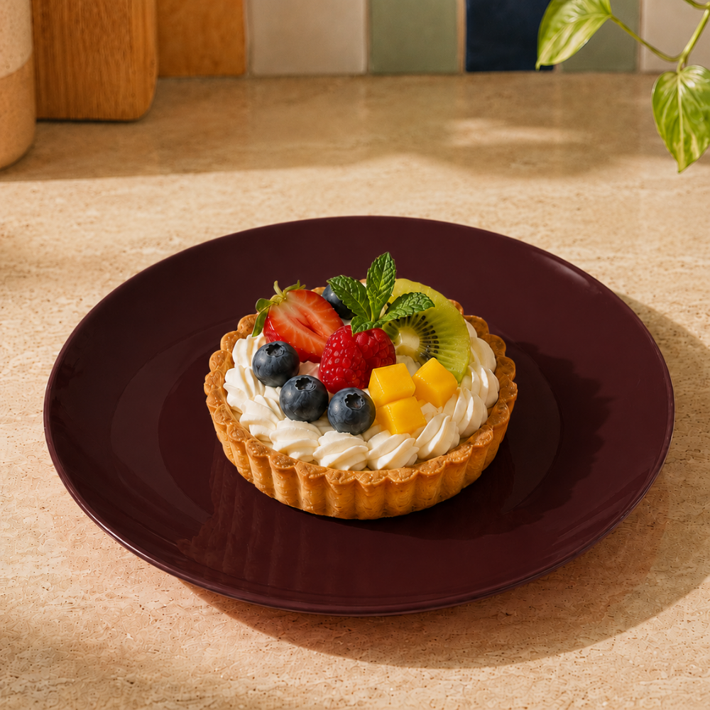 Prato de Sobremesa Mix and Match em Porcelana 20cm Marrom Full Fit