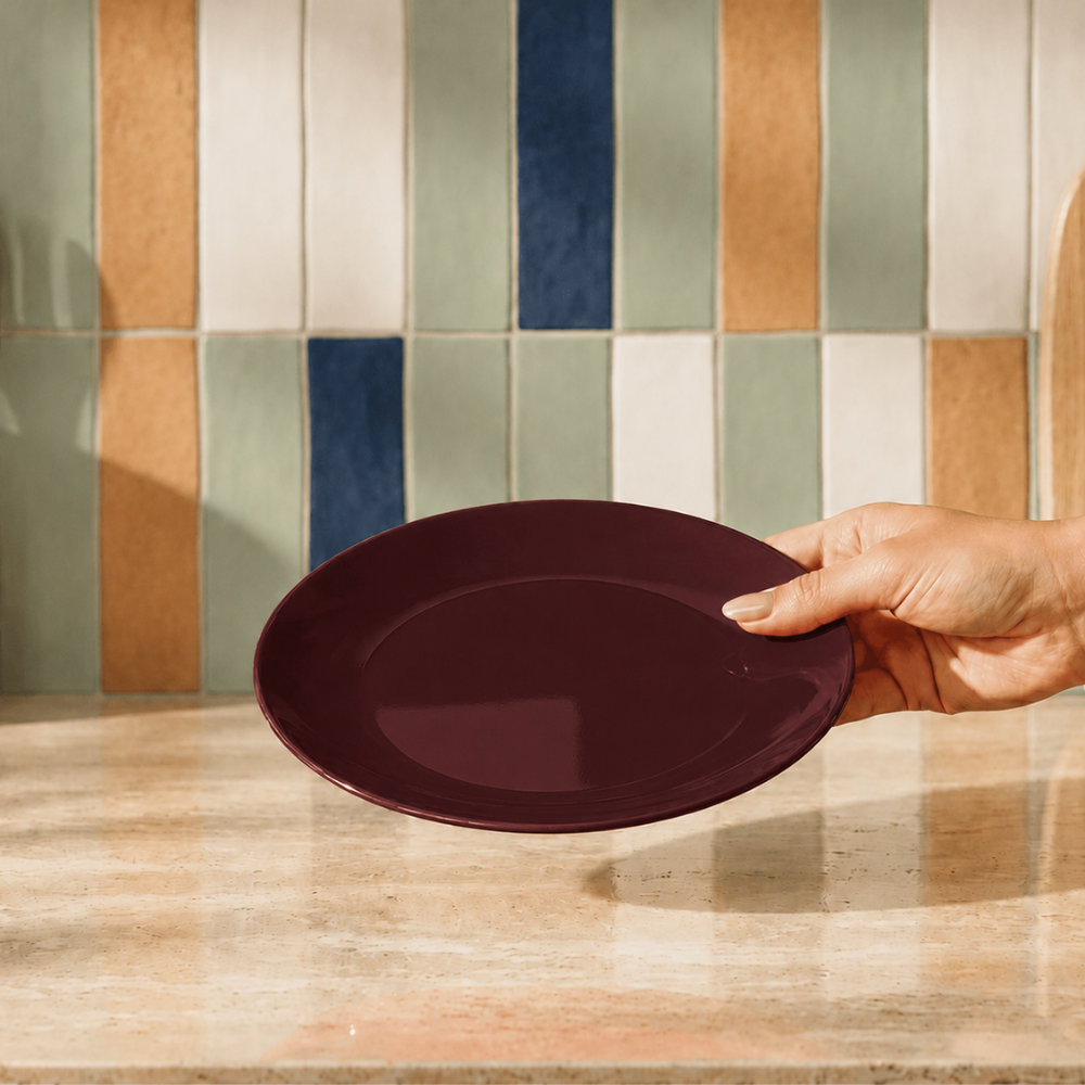 Prato de Sobremesa Mix and Match em Porcelana 20cm Marrom Full Fit
