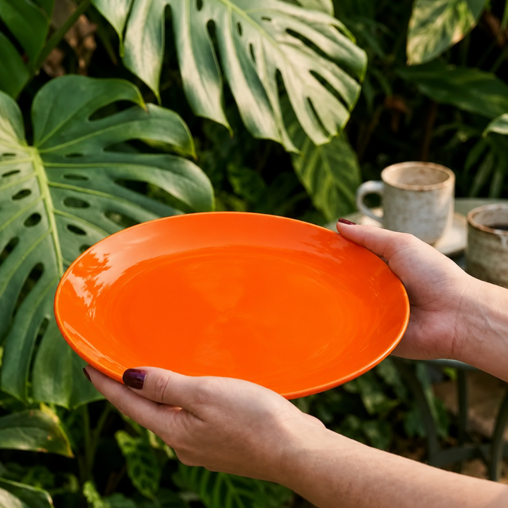 Prato Raso Mix and Match em Porcelana 26cm Laranja Solar Full Fit