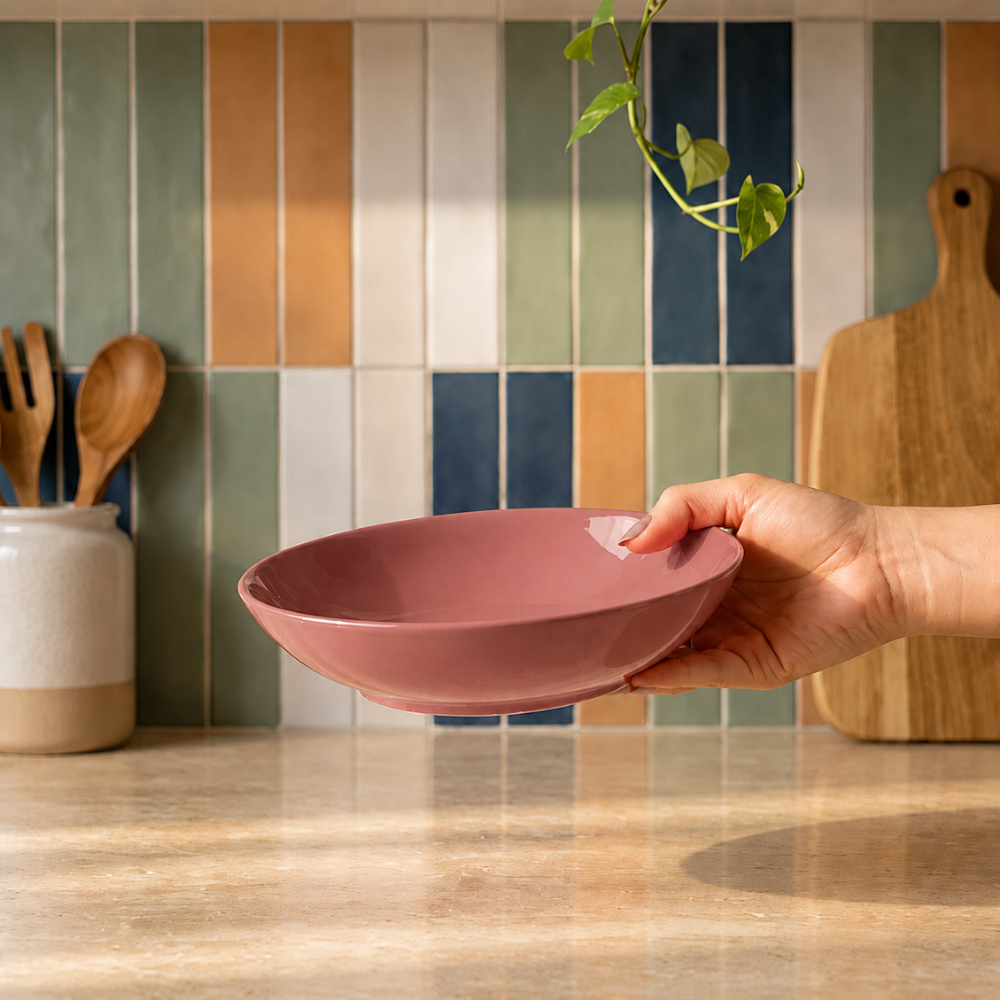Prato Fundo Mix and Match em Porcelana 19,5cm Bege Blush Full