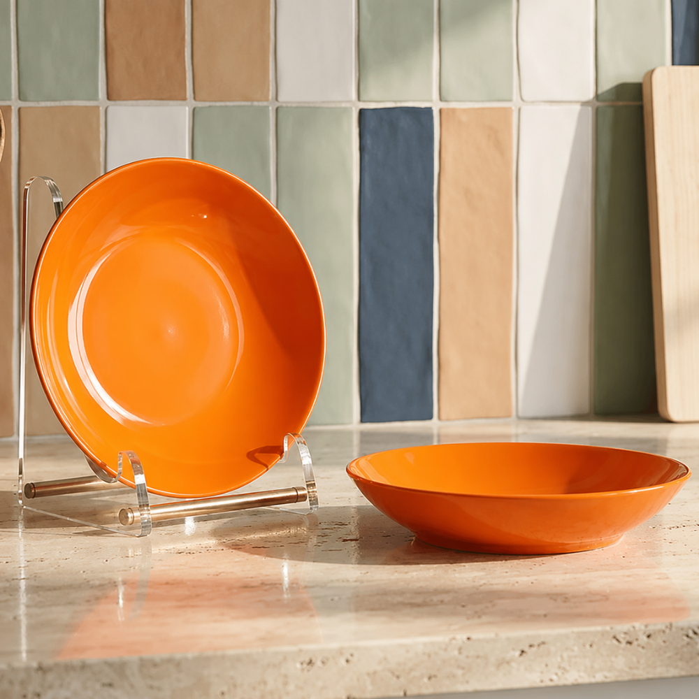Prato Fundo Mix and Match em Porcelana 19,5cm Laranja Solar Full Fit