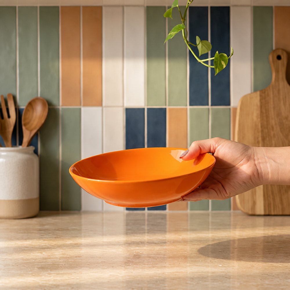 Prato Fundo Mix and Match em Porcelana 19,5cm Laranja Solar Full Fit