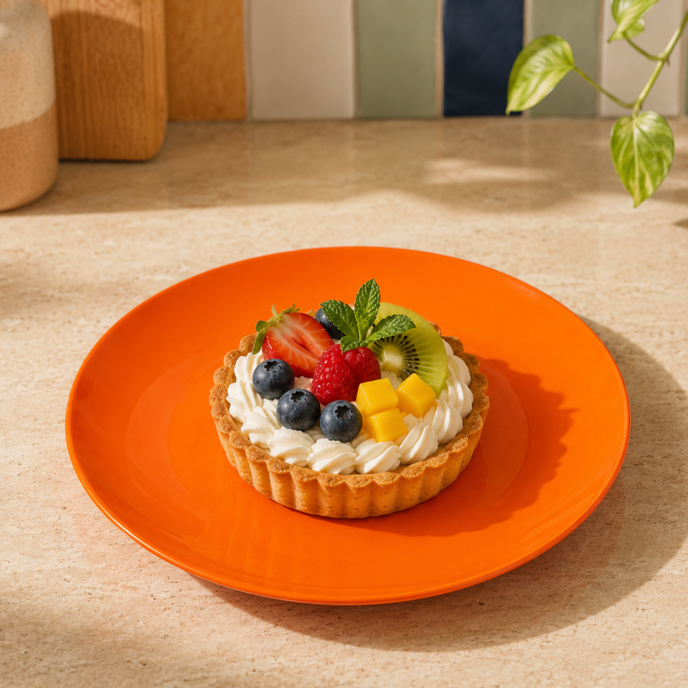 Prato de Sobremesa Mix and Match em Porcelana 20cm Laranja Solar Full Fit