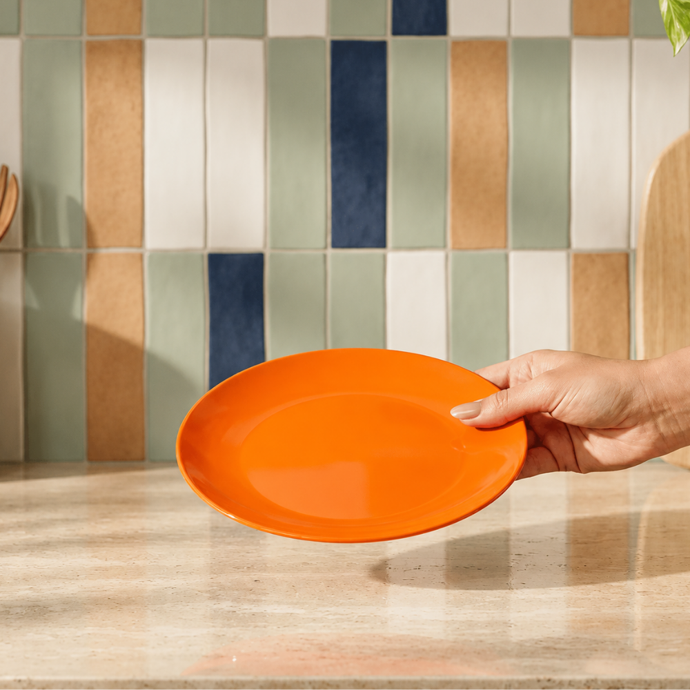 Prato de Sobremesa Mix and Match em Porcelana 20cm Laranja Solar Full Fit