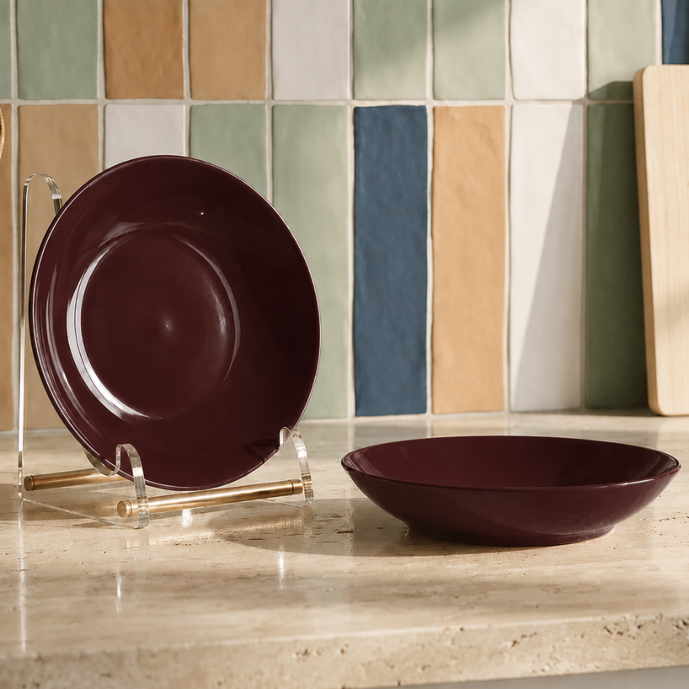 Prato Fundo Mix and Match em Porcelana 19,5cm Marrom Full Fit