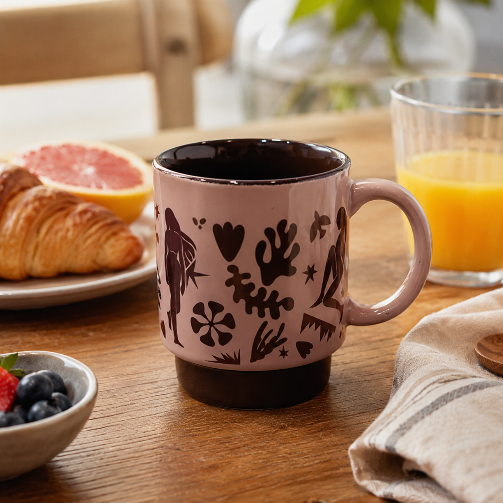 Caneca Empilhável Murale em Cerâmica 300ml Marrom Full Fit