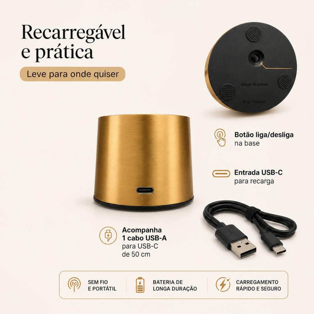 Luminária de Mesa LED 3 Tons USB Cosmos Coliseu