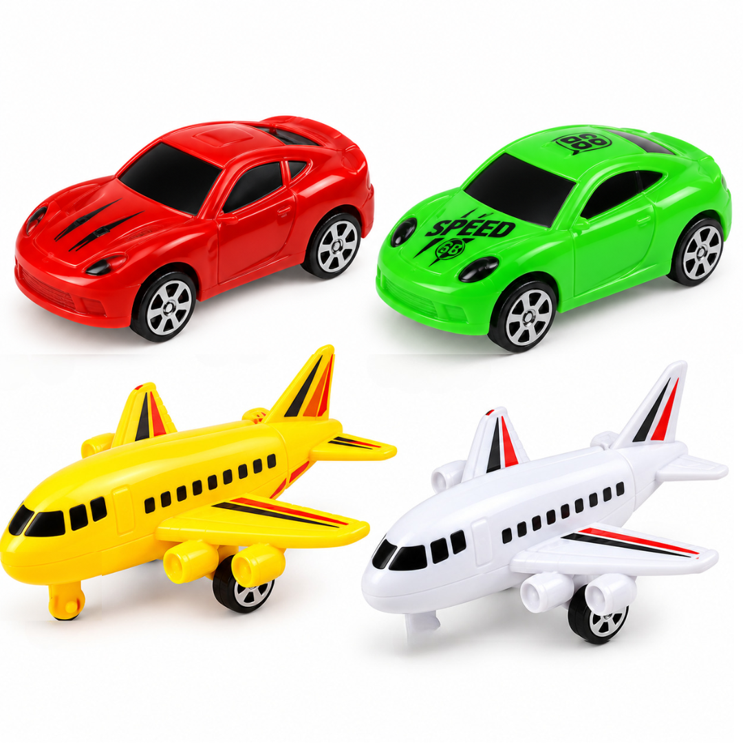 Coleção Veículos 4 Pcs Roda Zein