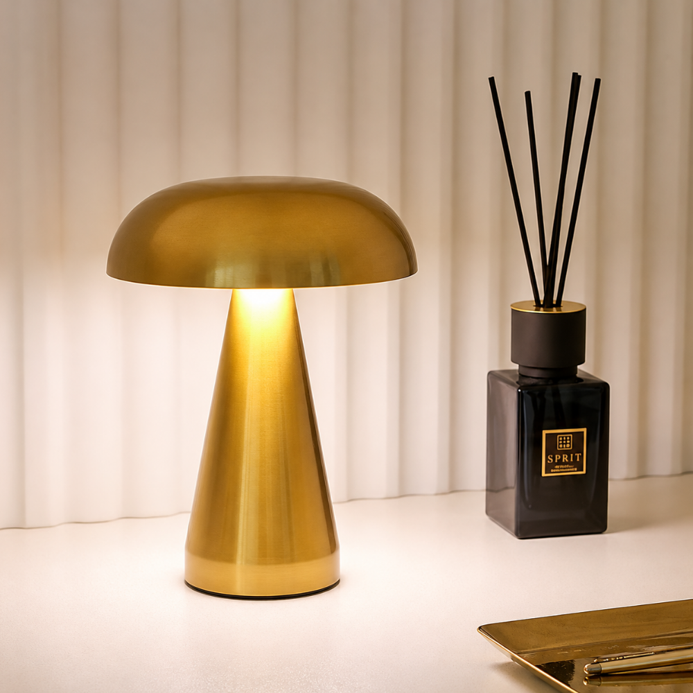 Luminária de Mesa LED 3 Tons USB Dourada Coliseu
