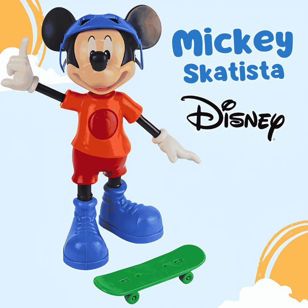 Boneco Mickey Radical com Skate e Som Disney Elka