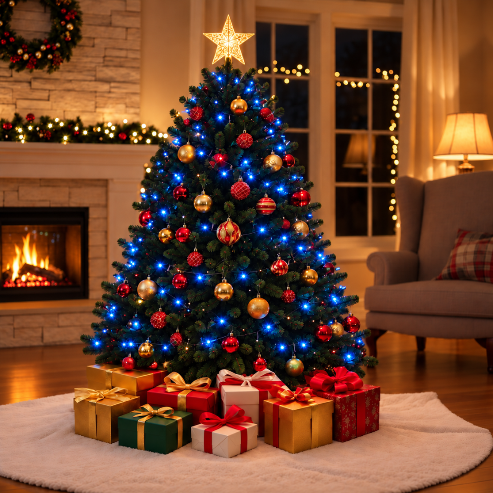 Pisca-Pisca de Natal 100 LEDs Azuis Fio Transparente 8 m 127V Rio Master
