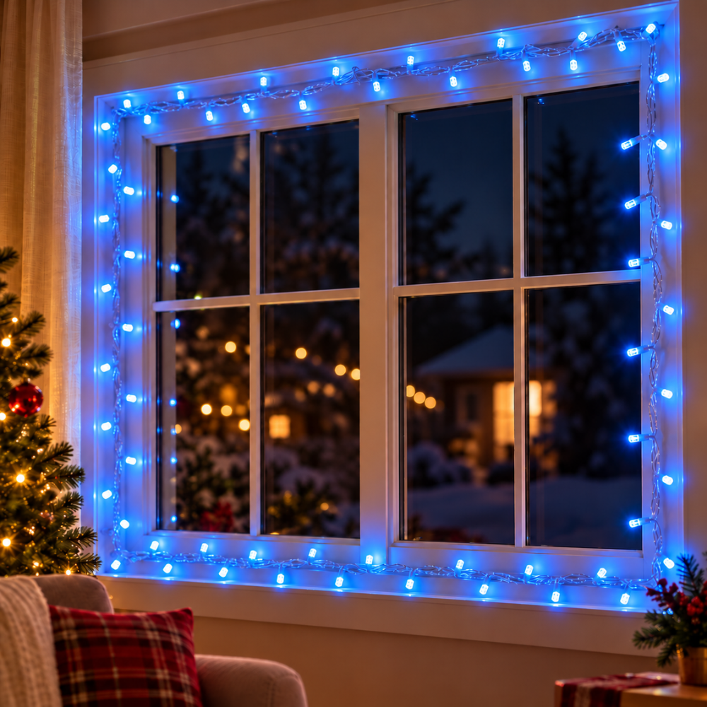 Pisca-Pisca de Natal 100 LEDs Azuis Fio Transparente 8 m 127V Rio Master