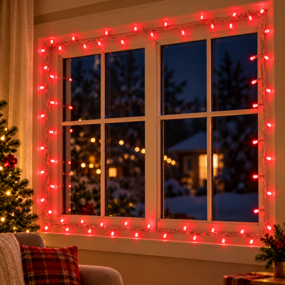 Pisca-Pisca de Natal 100 LEDs Vermelhos Fio Transparente 8 m 127V Rio Master