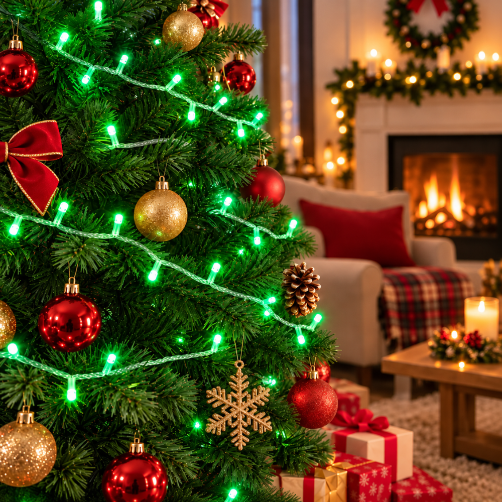 Pisca-Pisca de Natal 100 LEDs Verdes Fio Transparente 8 m 127V Rio Master