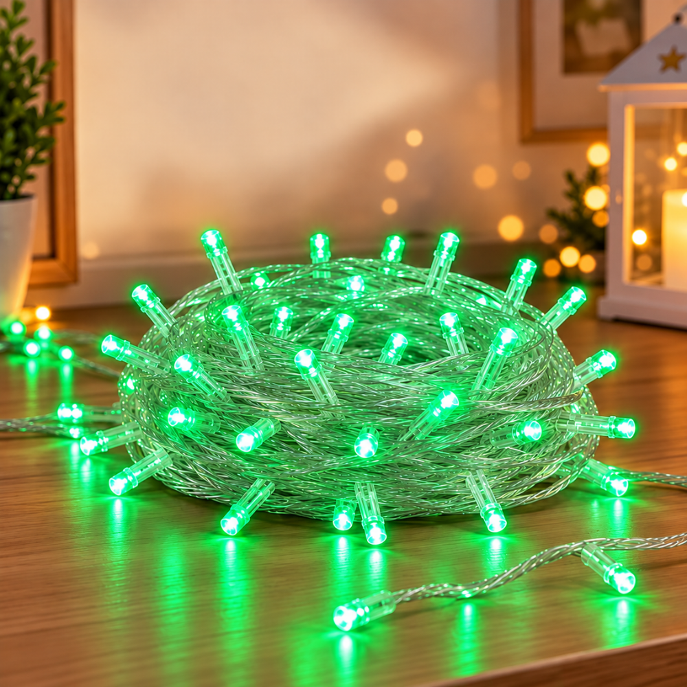 Pisca-Pisca de Natal 100 LEDs Verdes Fio Transparente 8 m 127V Rio Master