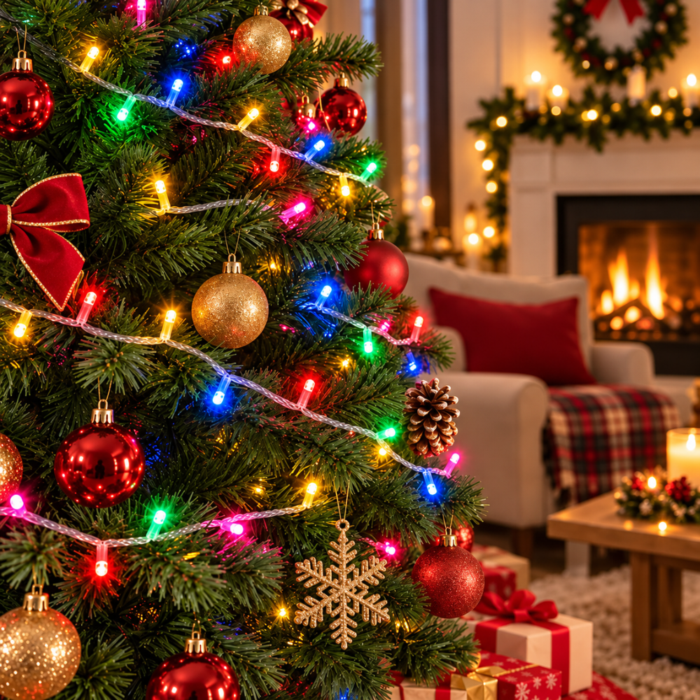 Pisca-Pisca de Natal 100 LEDs Coloridos Fio Transparente 8 m 127V Rio Master