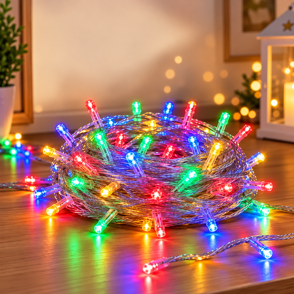 Pisca-Pisca de Natal 100 LEDs Coloridos Fio Transparente 8 m 127V Rio Master