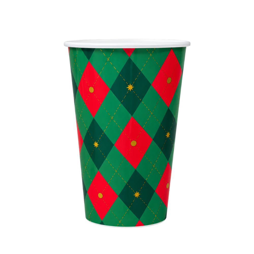 Copo Plástico de Natal Xadrez 420ml Rio Master
