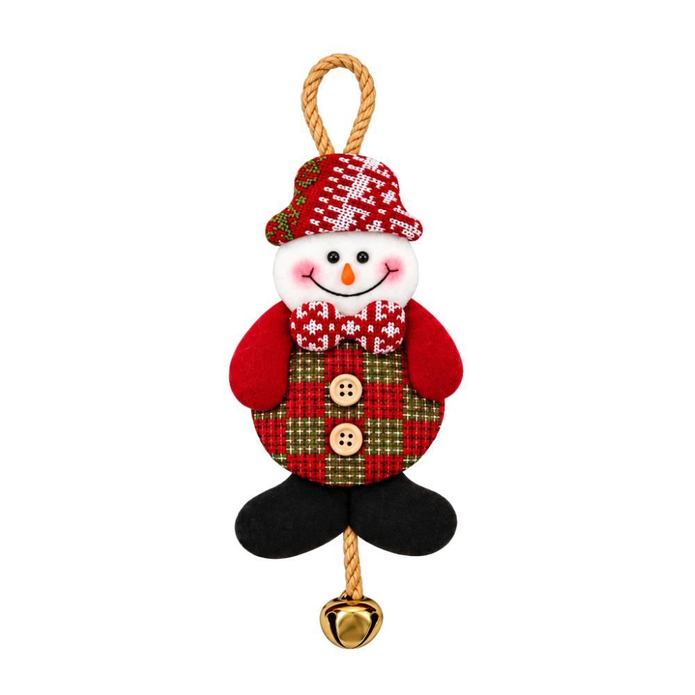 Pendente Boneco Natalino Xadrez Vermelho com Guizo 10x24cm Rio Master