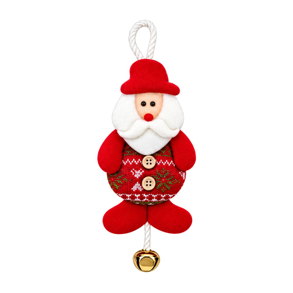 Pendente Boneco Natalino Xadrez Vermelho com Guizo 10x24cm Rio Master
