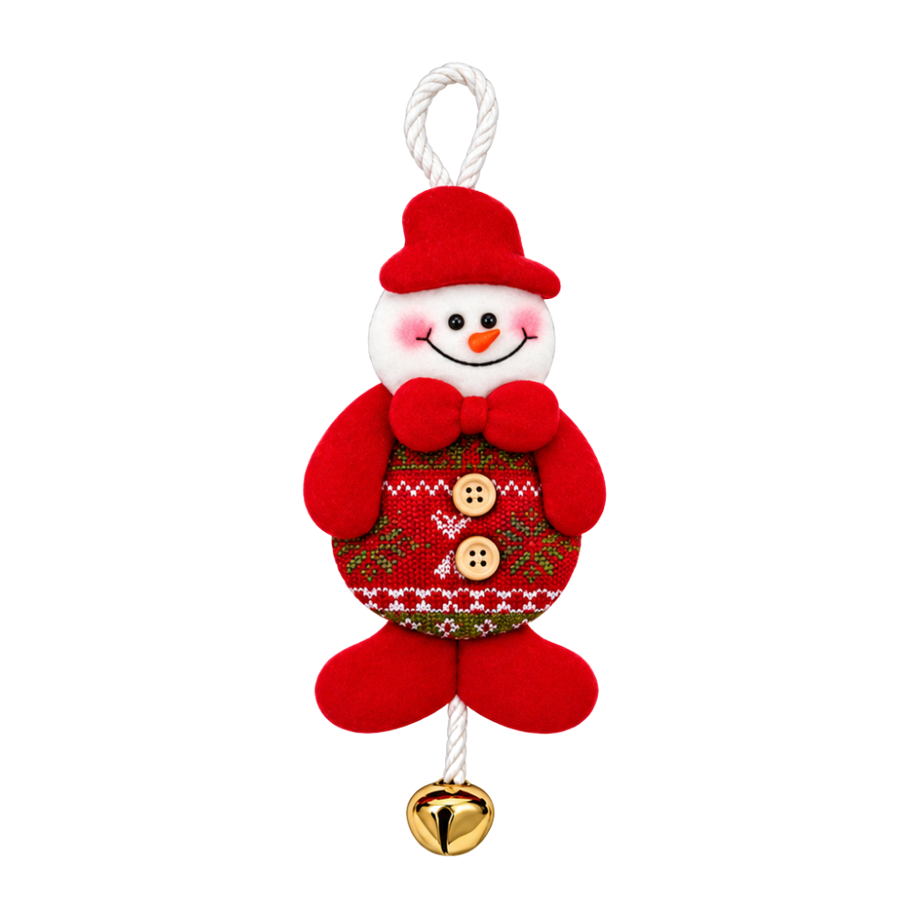 Pendente Boneco Natalino Xadrez Vermelho com Guizo 10x24cm Rio Master