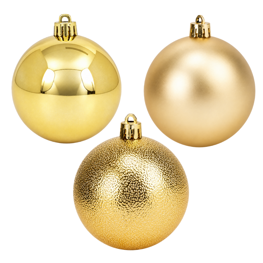 Bola de Natal Mista Dourada 10cm Rio Master