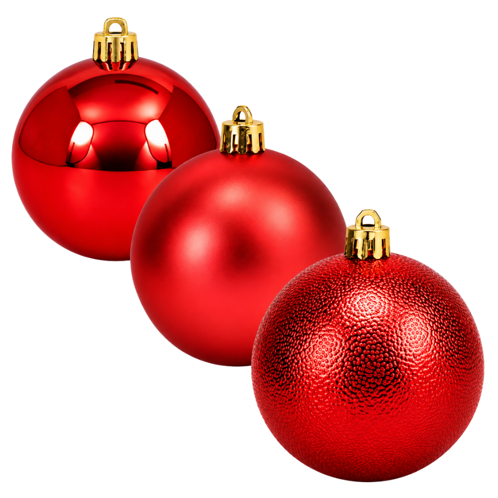 Bola de Natal Mista Vermelha 10cm Rio Master