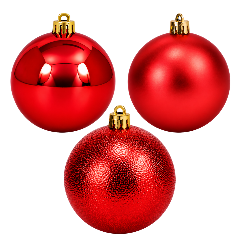 Bola de Natal Mista Vermelha 10cm Rio Master