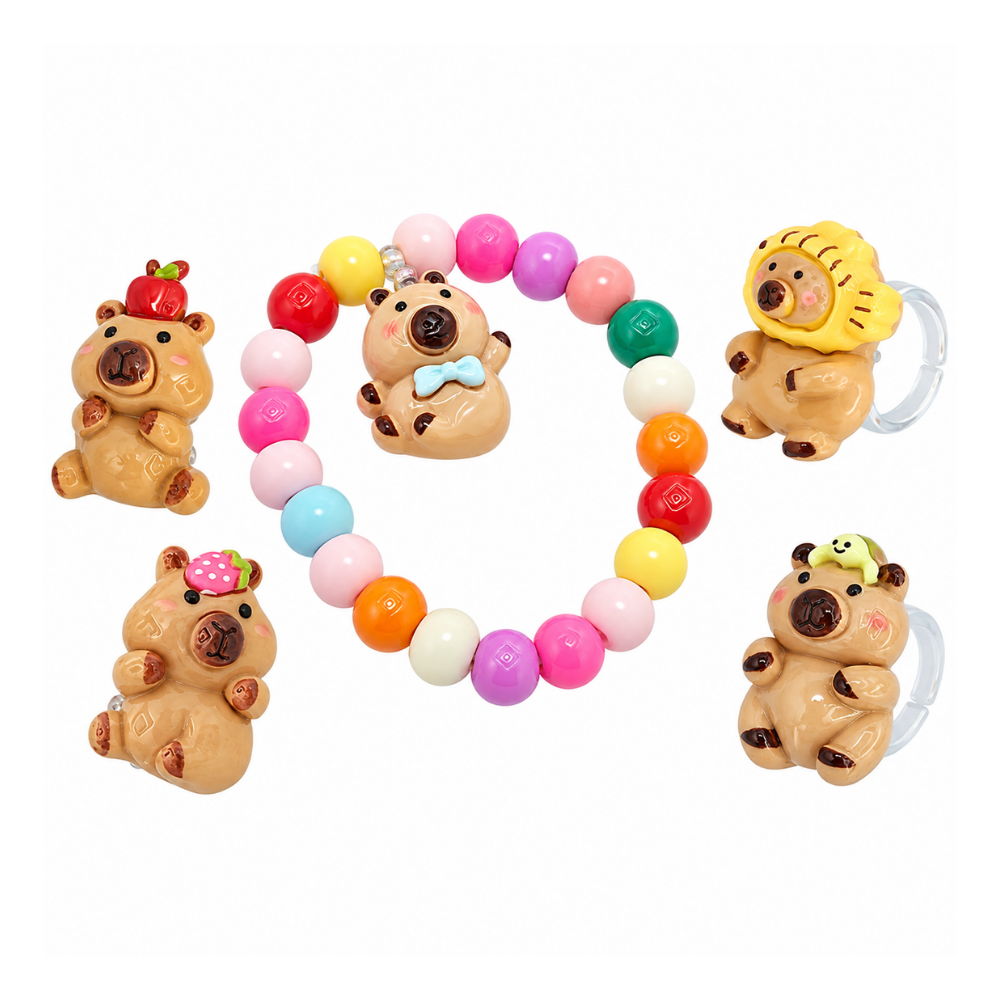 Kit Pulseira, Brinco e Anel Infantil DM Brasil