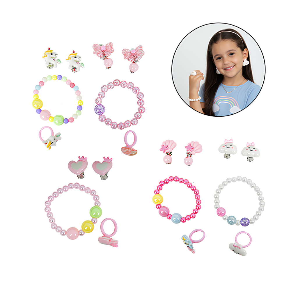 Kit Bijus Pulseira Brinco e Anel Sortido DM Beauty