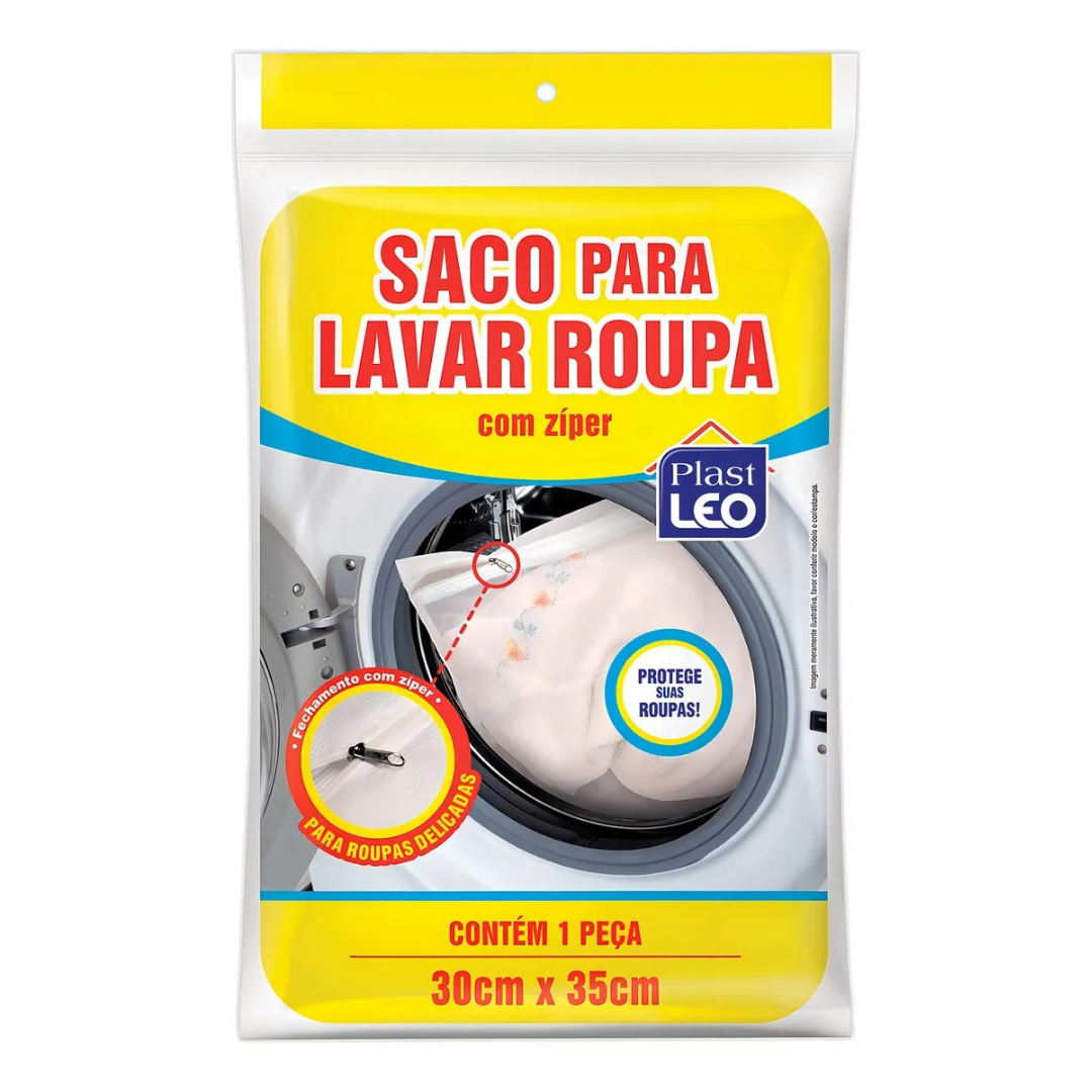 Saco Para Lavar Roupa Com Zíper Plast-Leo