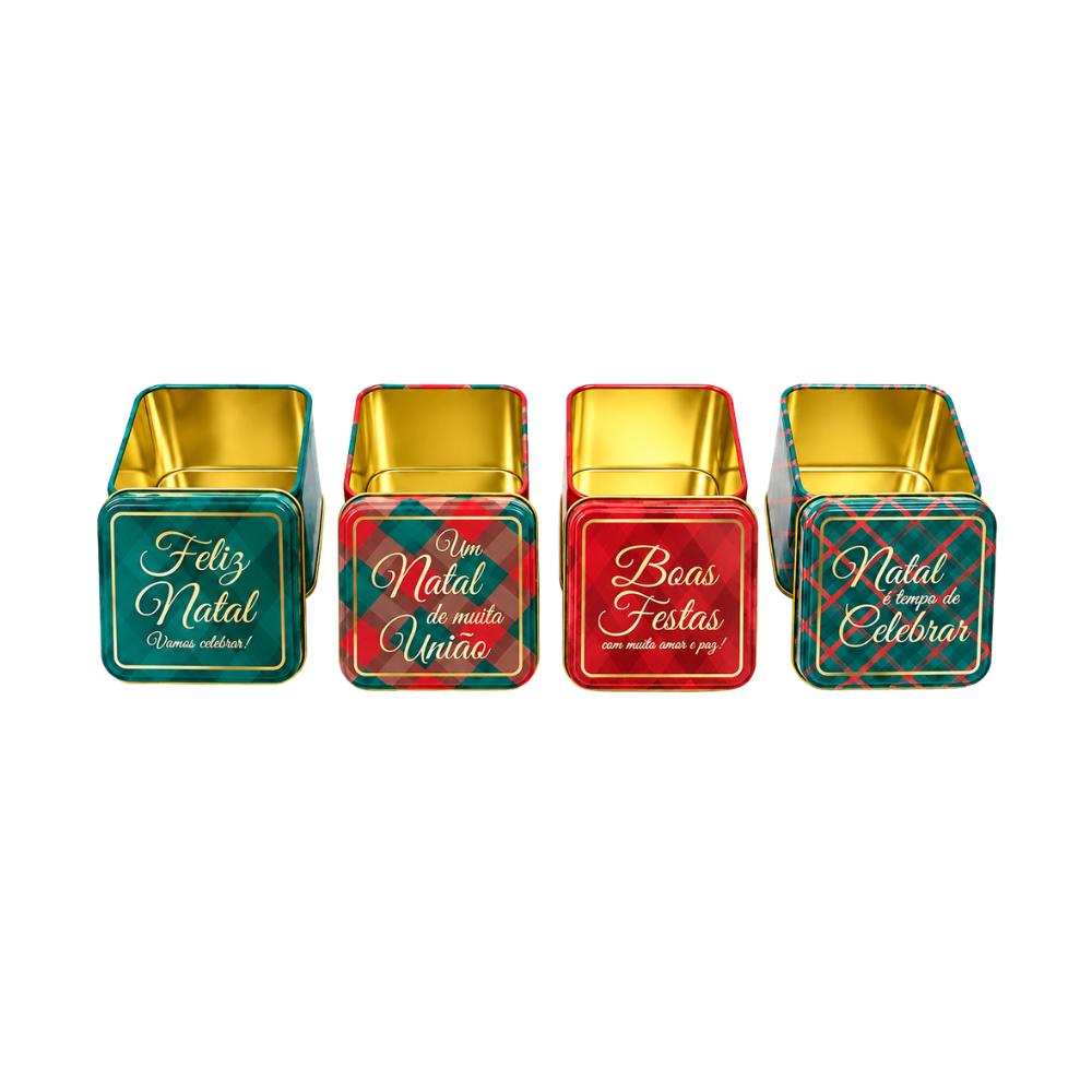 Lata Decorativa de Natal Quadrada 8x8x6,3cm Multiart