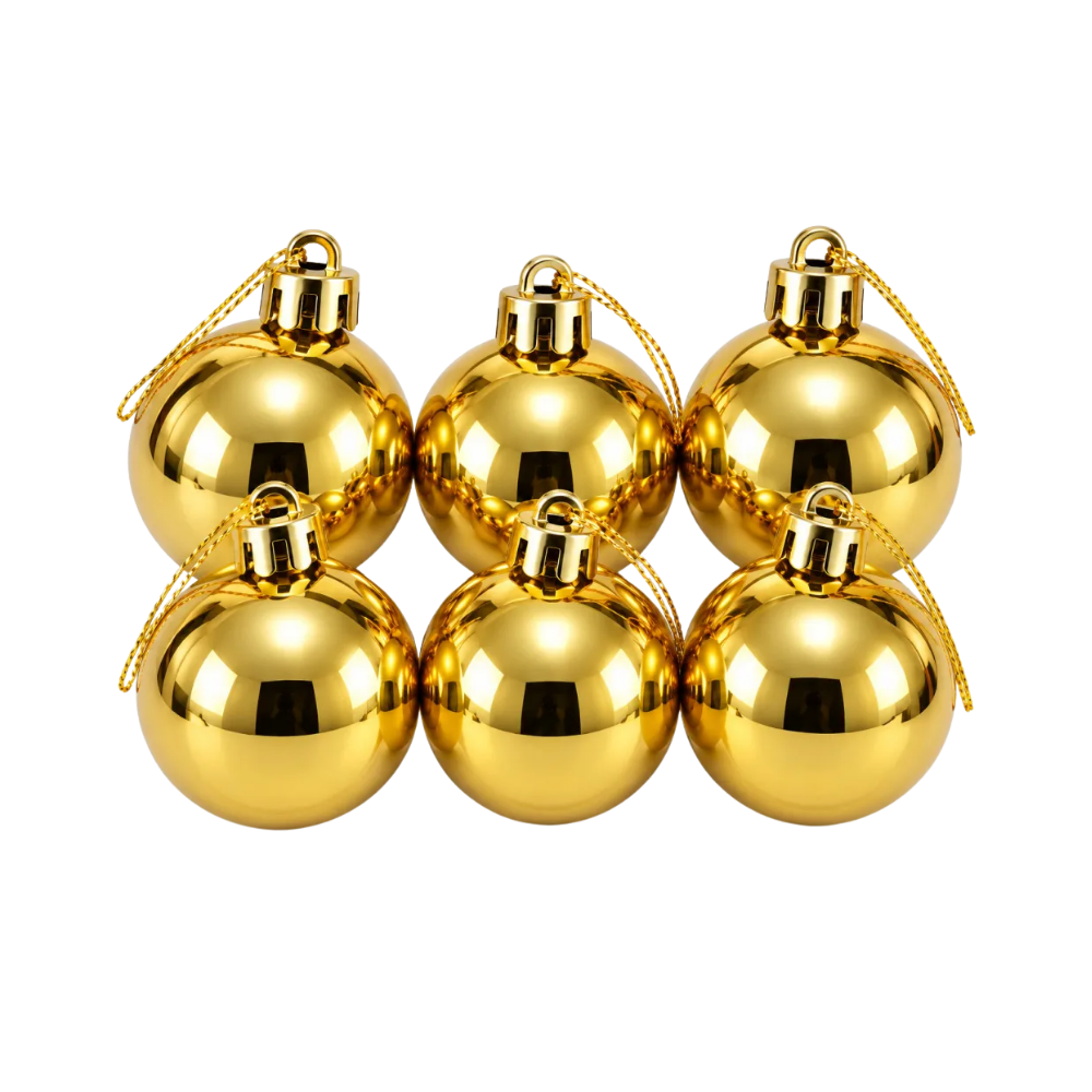 Bola Decorativa para Árvore de Natal Dourada Lisa 3cm 6 Peças Multiart