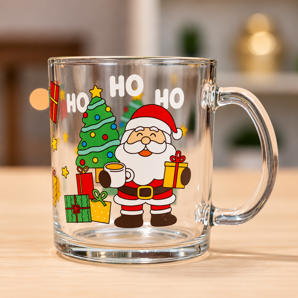Caneca Decorada de Natal Papai Noel e Presentes 330ml Multiart