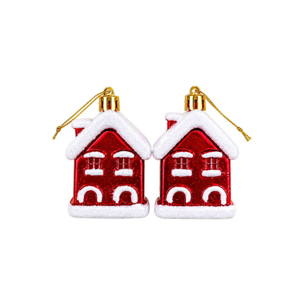 Casinhas Decorativas de Natal 5x6cm 2 Peças Multiart