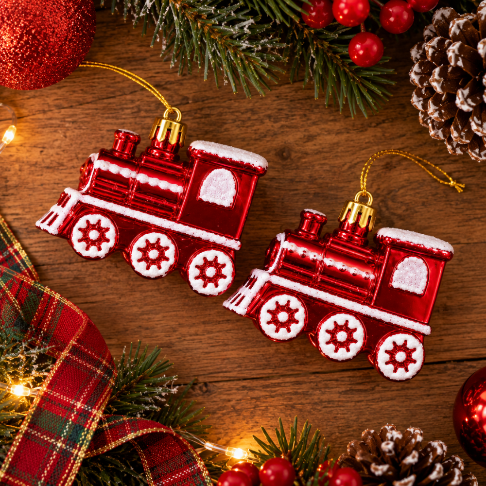 Trem Decorativo de Natal 5,5x6cm 2 Peças Multiart