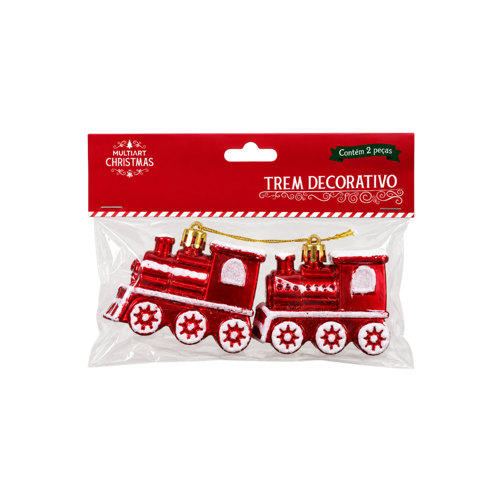 Trem Decorativo de Natal 5,5x6cm 2 Peças Multiart