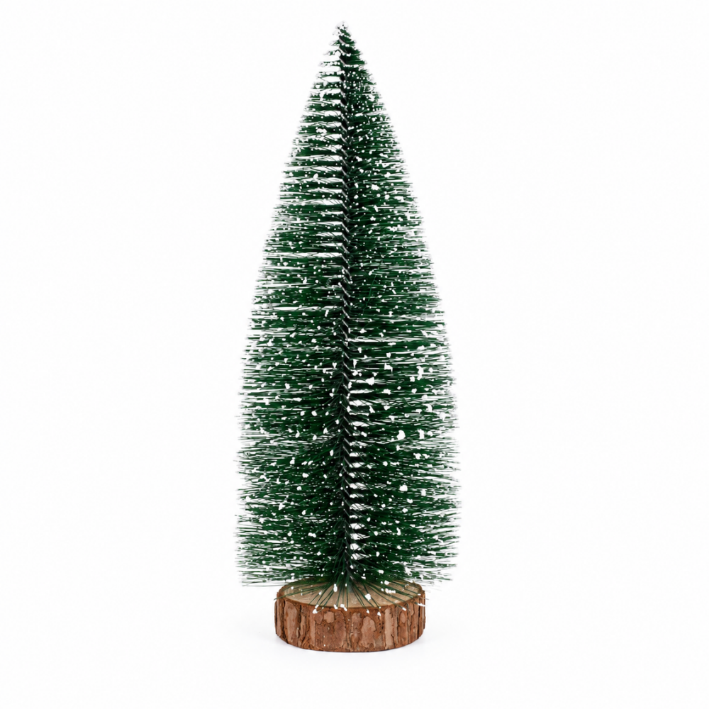 Mini Árvore de Natal Verde Nevada 30cm com Base de Madeira Multiart
