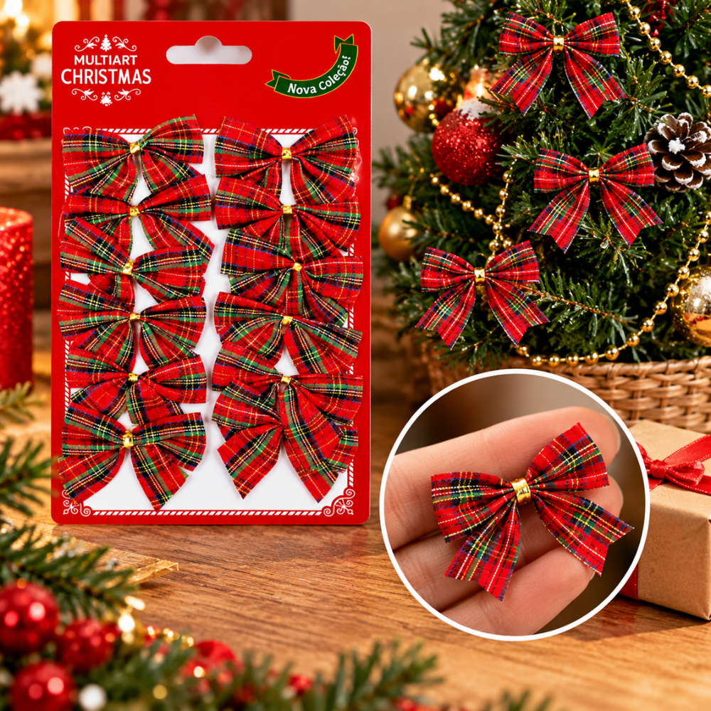 Laço Decorativo de Natal 12 Peças Multiart