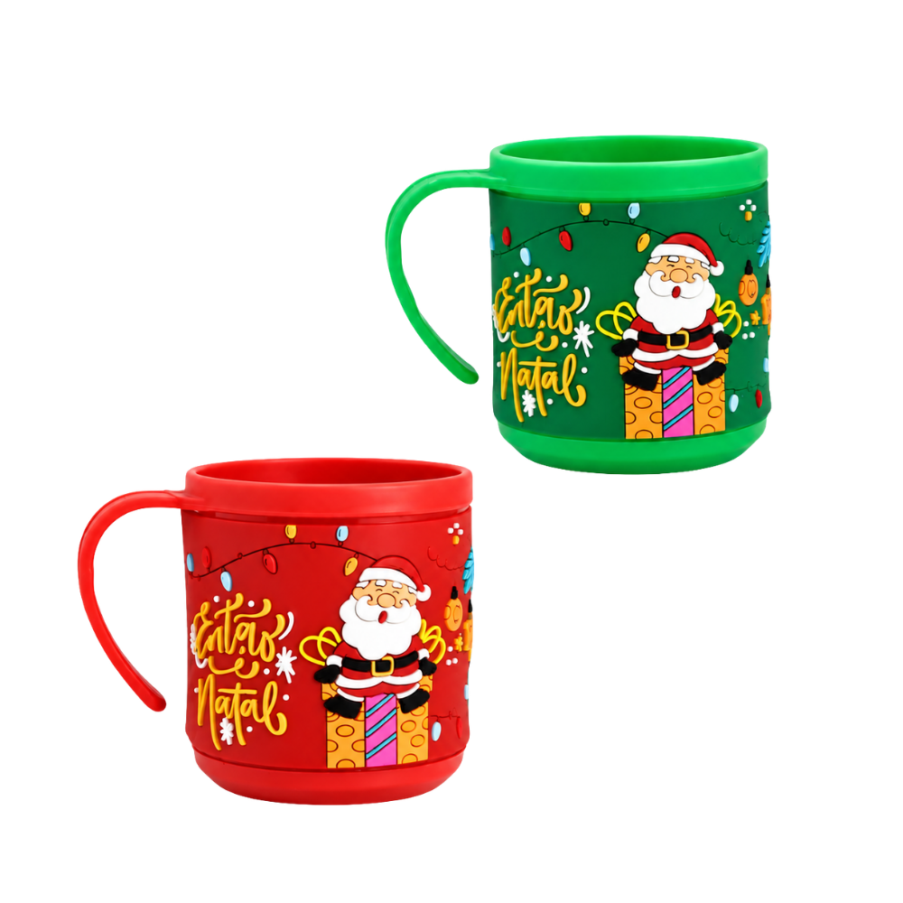 Caneca Plástica Infantil Temática de Natal 200ml Rio Master