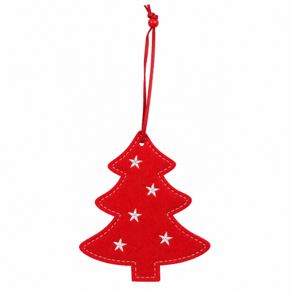 Pendente de Feltro Árvore de Natal Vermelha 10,5x12cm Rio Master
